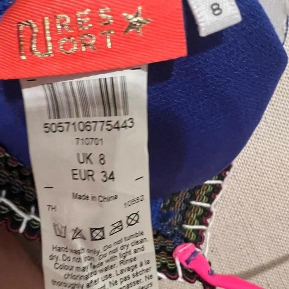 NWOT River Island 2PC Bikini | Top 8 | Bottom 10 | Blue w/ Pink Trim | Liner On - Picture 8 of 8